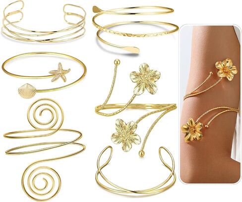 RIOSO Gold Arm Cuff for Women Flower Arm Cuffs Bands Bangles Jewelry Upper Arm Bracelet in Saudi Arabia
