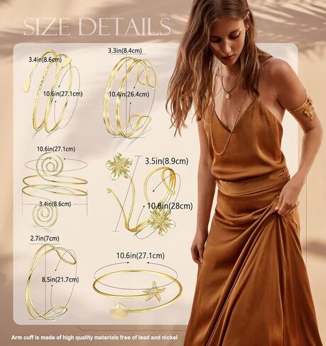 RIOSO Gold Arm Cuff for Women Flower Arm Cuffs Bands Bangles Jewelry Upper Arm Bracelet in Saudi Arabia