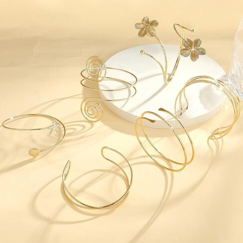 RIOSO Gold Arm Cuff for Women Flower Arm Cuffs Bands Bangles Jewelry Upper Arm Bracelet in Saudi Arabia