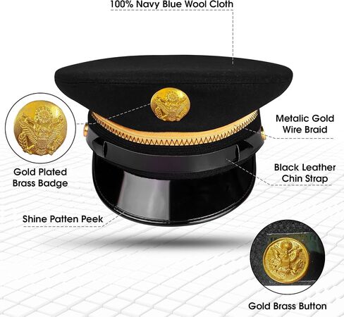 US Army Enlisted Dark Blue Peak Cap with Gold Plated Brass Badge in Saudi Arabia