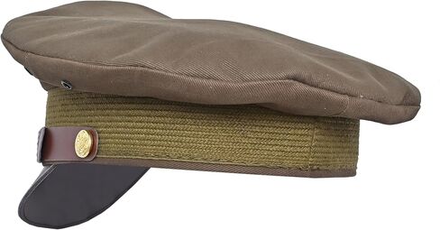 USA Army Olive Cotton Officer Peek Cap with Leather Chin Strap Metal Insignia in Saudi Arabia