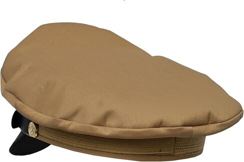 USA Army Crusher Hat, Tan, Cotton, with Gold Metal Insignia and Leather Strap in Saudi Arabia