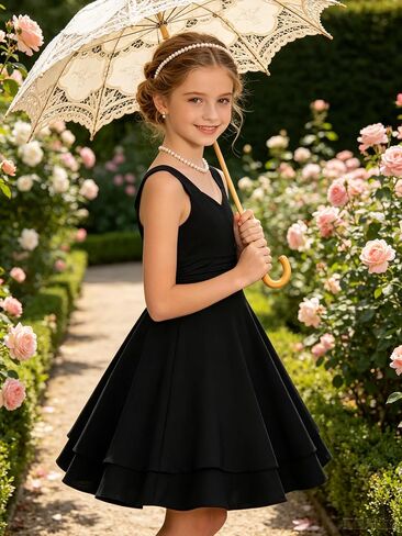 ALISISTER Girls Sleeveless Dresses Ruched Tiered Flowy Swing Tween Summer Dress for Girl 7-12Y in Saudi Arabia