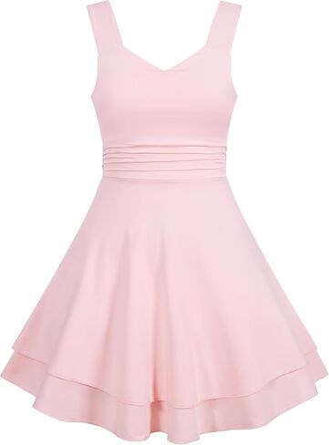 ALISISTER Girls Sleeveless Dresses Ruched Tiered Flowy Swing Tween Summer Dress for Girl 7-12Y in Kuwait