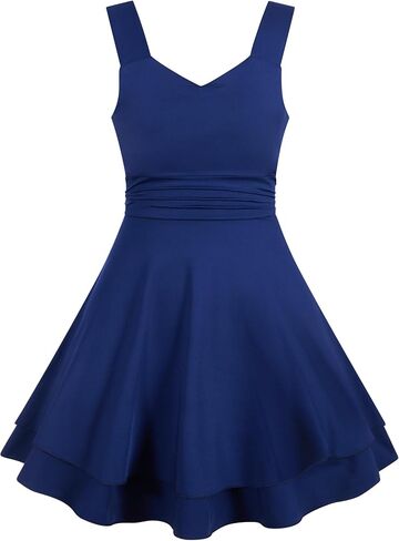 ALISISTER Girls Sleeveless Dresses Ruched Tiered Flowy Swing Tween Summer Dress for Girl 7-12Y in Saudi Arabia