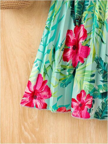 RoseSeek Girl's Tropical Floral Halter Dress A Line Flowy Sun Dress Casual Summer Vacation Outfits in Saudi Arabia
