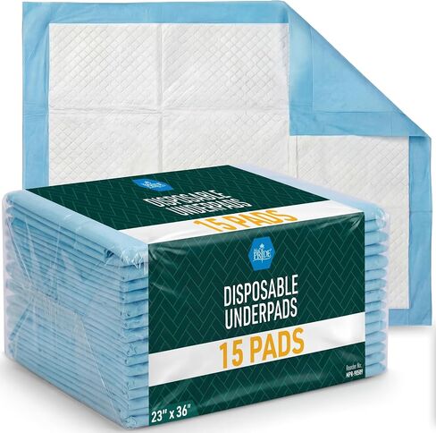 MED PRIDE 15 Disposable Underpads 23'' X 36'' Incontinence Pads, Chux, Bed Covers, Puppy Training | Thick, Super Absorbent Protection for Kids, Adults, Elderly in Saudi Arabia