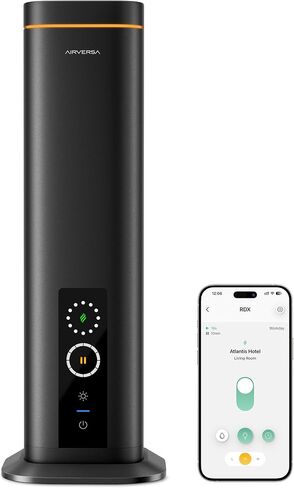 Airversa Waterless Diffuser, Smart Tower Diffuser with App Control, Cold Air Scent Diffuser Oil Machine for Homes Offices Hotels, 300mL Capacity, Up to 1500 sq ft, DC-12V/1A Plug, RDX Black Kit in Saudi Arabia
