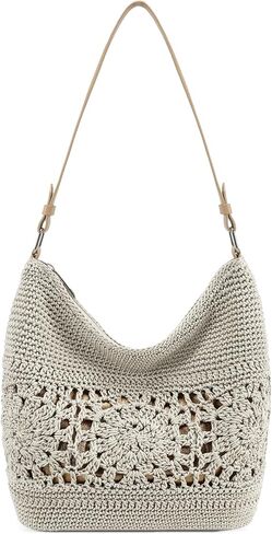 Hand Crochet Bag for Women Shoulder Hobo Tote Beach Purse Vacation for Spring Summer in Saudi Arabia