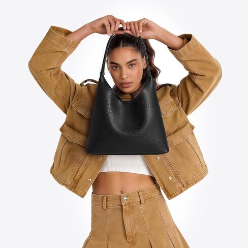 Hobo Bags for Women, Small Slouchy Hobo Purse, Soft Vegan Leather Shoulder Bag Trendy Everyday Tote Handbag, 11'' (28cm) in Kuwait