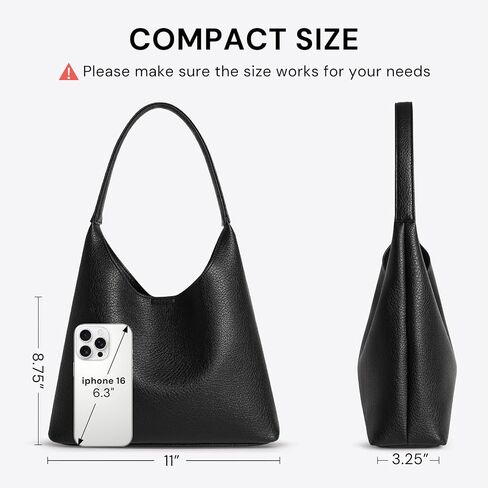 Hobo Bags for Women, Small Slouchy Hobo Purse, Soft Vegan Leather Shoulder Bag Trendy Everyday Tote Handbag, 11'' (28cm) in Kuwait