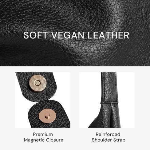 Hobo Bags for Women, Small Slouchy Hobo Purse, Soft Vegan Leather Shoulder Bag Trendy Everyday Tote Handbag, 11'' (28cm) in Kuwait