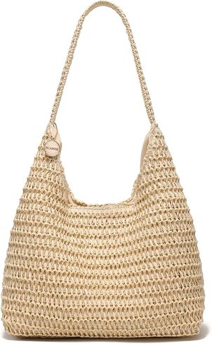 Straw Bags for Women, Large Woven Tote Bag, Summer Beach Shoulder Bag, Hobo Handbag for Vacation, Travel Casual Purse in Kuwait