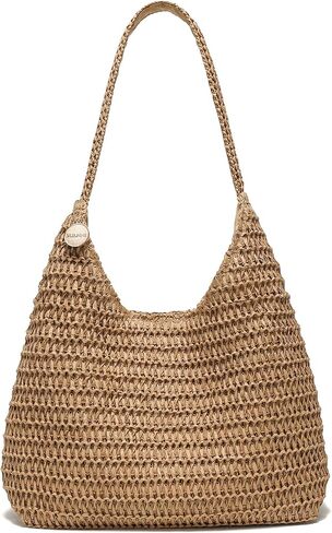Straw Bags for Women, Large Woven Tote Bag, Summer Beach Shoulder Bag, Hobo Handbag for Vacation, Travel Casual Purse in Kuwait