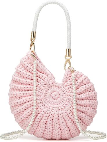 Jusavie Bohemia Crochet Handwoven Seashell Bag Women Summer Beach Bag Boho Evening Clutch Purses Shoulder Crossbody Bags 2026 in Kuwait