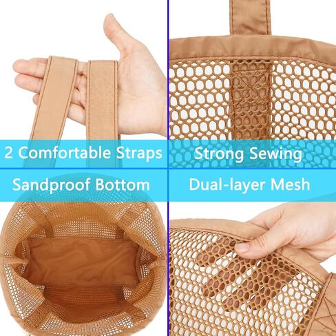 Fammart Mesh Beach Bag for Women, Summer Straw Tote Hobo Pool Bags with Zipper Pocket, Travel Vacation Cruise Essentials 2026 in Kuwait