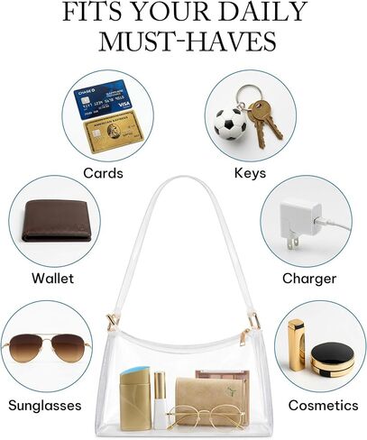 BS-VOG Clear Purses for Women, Clear Shoulder Bag for Stadium Events, Small Stadium Hobo Handbag for Concert Outfits | Clear Purse in Kuwait