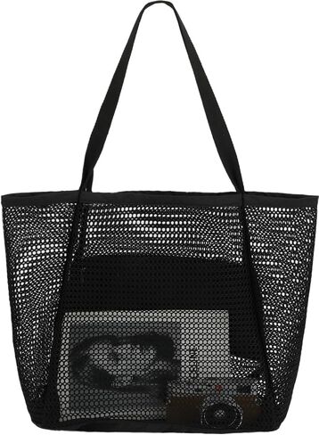 Fammart Mesh Beach Bag for Women, Summer Straw Tote Hobo Pool Bags with Zipper Pocket, Travel Vacation Cruise Essentials 2026 in Kuwait