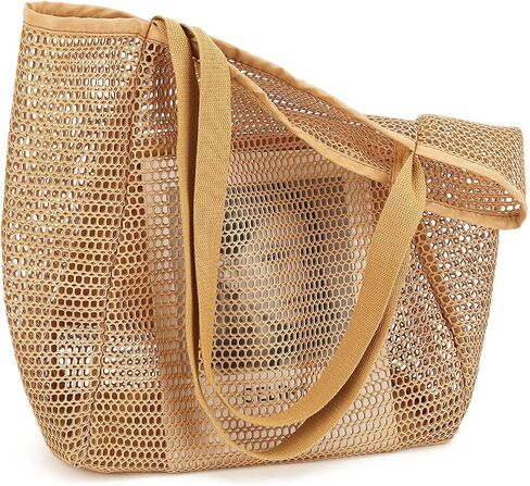 Fammart Mesh Beach Bag for Women, Summer Straw Tote Hobo Pool Bags with Zipper Pocket, Travel Vacation Cruise Essentials 2026 in Kuwait