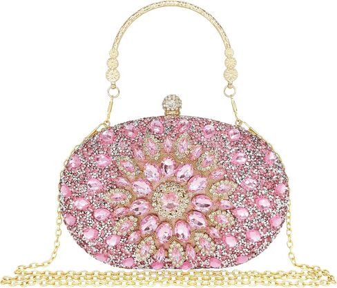 MAIRLOM Rhinestone Clutch Purses for Women Evening Wedding Formal Round Pearl Clasp Handbag for Party Prom in Kuwait