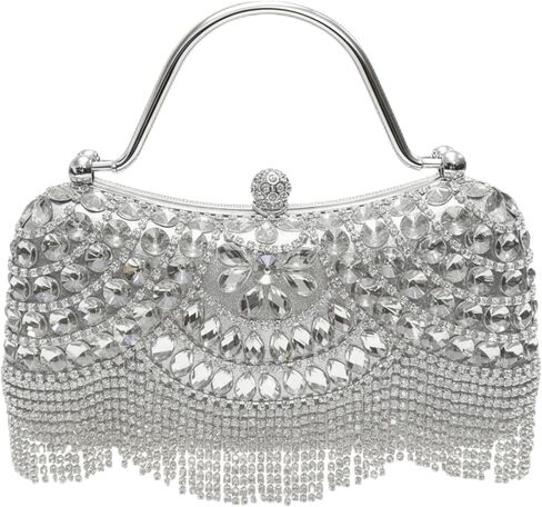 2026 Fringe Rhinestones Clutch Purse for Women Elegant Mesh Evening Bag Crystal Handbag in Kuwait