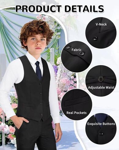 Bakerbear Boys Vest for Kids Formal Slim Fit Waistcoat Toddler Wedding Prom Easter Suit Vests Chalecos Para Niños in Saudi Arabia