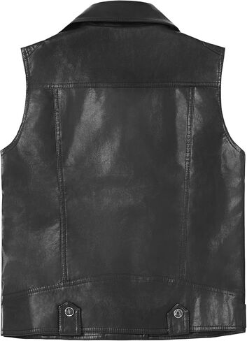 Face Dream Kids Faux Leather Biker Vest Jacket for boys girls 4-12Y|Black Motorcycle Outerwear for School Holiday Daily Wear in Saudi Arabia