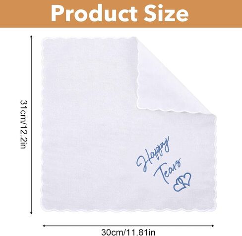 6 Pack Mother of the Bride Handkerchief Happy Tears, Wedding Handkerchief for Bride, Gifts Something Blue from Daughter for Brides on Wedding Day Handkerchieives in Saudi Arabia