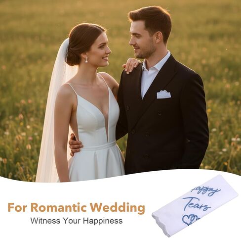 6 Pack Mother of the Bride Handkerchief Happy Tears, Wedding Handkerchief for Bride, Gifts Something Blue from Daughter for Brides on Wedding Day Handkerchieives in Saudi Arabia