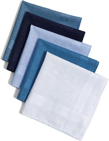 5 Pack Men's Handkerchiefs 100% Cotton - 16x16 Inch (40x40cm), Classic Style, Aggressively Absorbing & Machine Washable - Premium Hankies for Men & Women in Kuwait