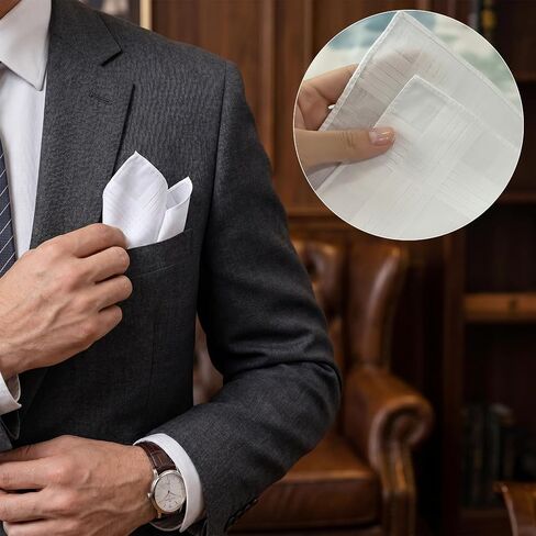 5 Pack Men's Handkerchiefs 100% Cotton - 16x16 Inch (40x40cm), Classic Style, Aggressively Absorbing & Machine Washable - Premium Hankies for Men & Women in Kuwait