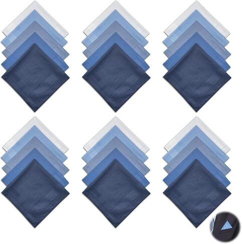 15.7" Cotton Navy Blue Pocket Squares for Men, Machine Wash Soft Gentlemen Handkerchiefs Hankie for Formal Daily Use in Kuwait