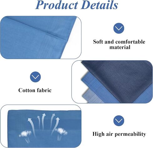 15.7" Cotton Navy Blue Pocket Squares for Men, Machine Wash Soft Gentlemen Handkerchiefs Hankie for Formal Daily Use in Kuwait