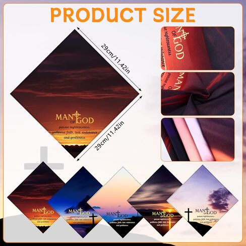 10 Pcs Christian Man of God Handkerchief Gifts Bulk Square Religious Cross Appreciation Prayer Handkerchiefs for Father Day Church Men in Kuwait