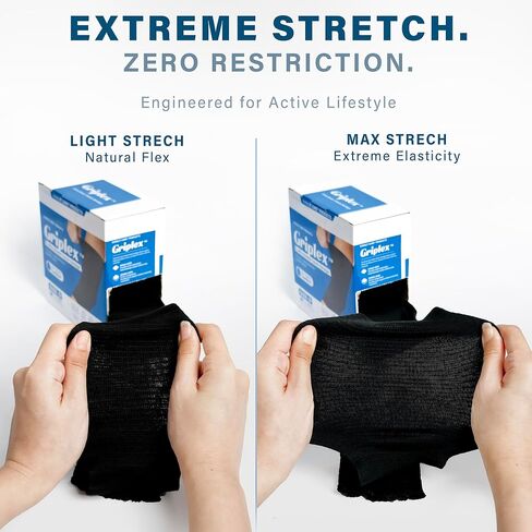 Everlit Care Griplex Black Tubular Compression Bandage – Breathable Elastic Support Wrap for Arms & Elbows | Sports Injury Recovery & Tissue Support for Sprains, Swelling, Lightweight Seamless Tube Bandage (3" x 11yd) in Kuwait