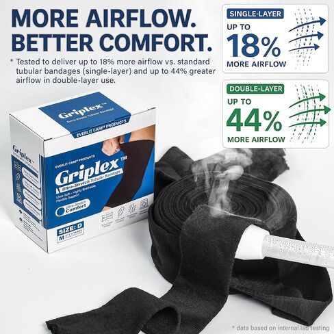 Everlit Care Griplex Black Tubular Compression Bandage – Breathable Elastic Support Wrap for Arms & Elbows | Sports Injury Recovery & Tissue Support for Sprains, Swelling, Lightweight Seamless Tube Bandage (3" x 11yd) in Kuwait