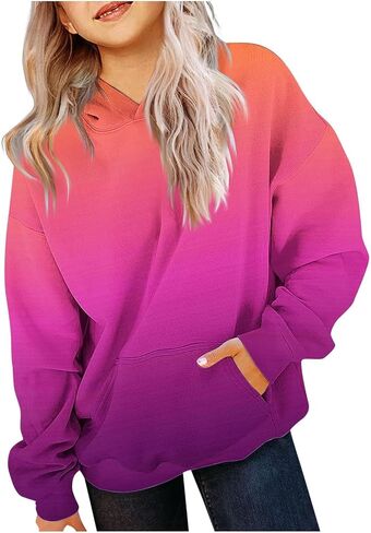 Cute Hoodies for Teen Girls Trendy Oversized Hooded Sweatshirts Tween Girl Gradient Preppy Clothes Size 2-14 Years in Kuwait