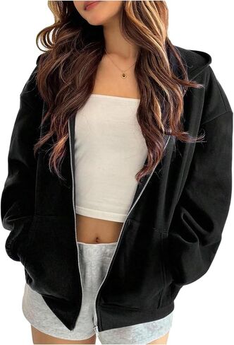 SweatyRocks Girl's Zip Up Hoodie Sweatshirt Long Sleeve Casual Hooded Jacket with Pockets in Kuwait