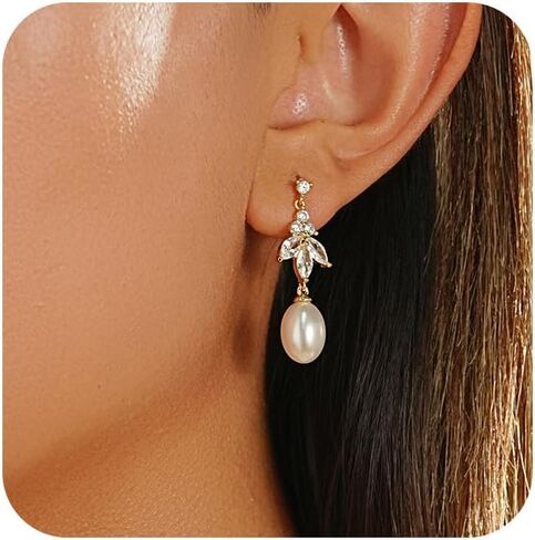 Gold Earrings for Women Trendy, Dainty Dangle Earrings 14K Gold Plated Drop Earrings Cute Wedding Earrings Fashion Prom Bridal Jewelry Gifts in Kuwait
