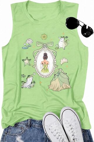 ALLTB Magic Tank Tops Women Princess Shirt Magical Bow Vest Tee Summer Vacation Castle Graphic Sleeveless Tops in Kuwait