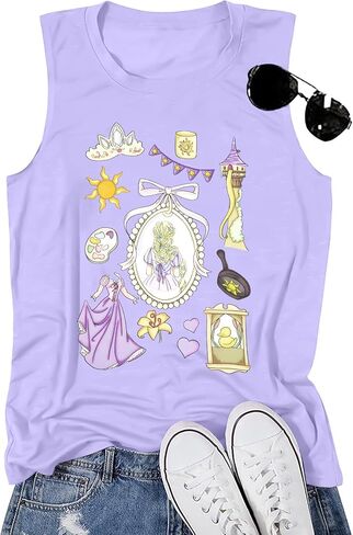ALLTB Magic Tank Tops Women Princess Shirt Magical Bow Vest Tee Summer Vacation Castle Graphic Sleeveless Tops in Kuwait