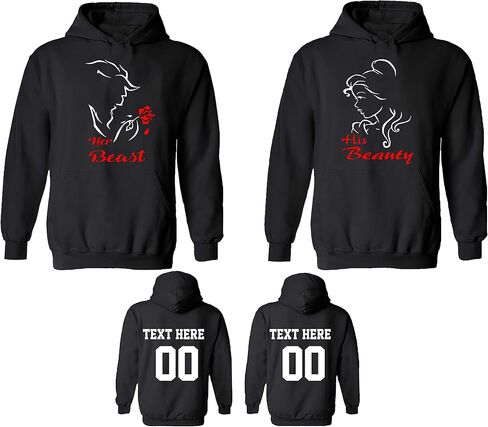 CRAZYDAISYWORLD His Her Beast Beauty Cartoon Rose Hoodie Crewneck Sweatshirt Tshirt & Tank top in Saudi Arabia