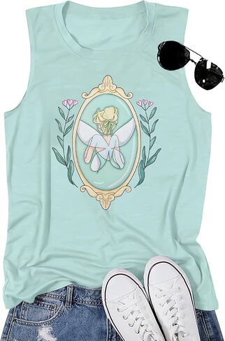 ALLTB Magic Tank Tops Women Princess Shirt Magical Bow Vest Tee Summer Vacation Castle Graphic Sleeveless Tops in Kuwait