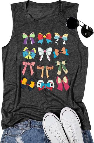ALLTB Magic Tank Tops Women Princess Shirt Magical Bow Vest Tee Summer Vacation Castle Graphic Sleeveless Tops in Kuwait
