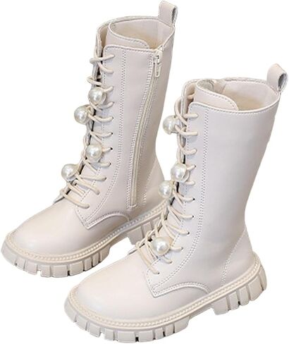 Girls Combat Boots Size 4-11 Cute Bow Lace-Up Side Zipper Knee High Boot Fall Winter Fur Lined Demon Costume Boot in Saudi Arabia