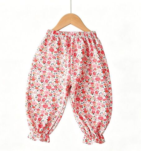 Flower Printed Harem Bloomers for Toddler Big Kid Elastic Waist Ruffle Hem Cute Girls Comfy Lounge Trousers 12M-13Y in Kuwait