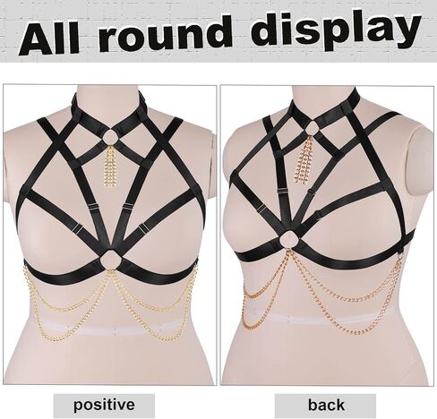 Plus Size Women's Body Harness Bra Punk Gothic Hollow Chain Fashion Belt Halloween Costume in Saudi Arabia