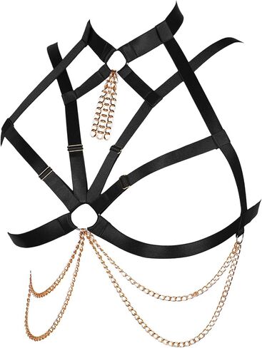 Plus Size Women's Body Harness Bra Punk Gothic Hollow Chain Fashion Belt Halloween Costume in Saudi Arabia