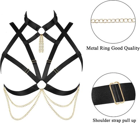 Plus Size Women's Body Harness Bra Punk Gothic Hollow Chain Fashion Belt Halloween Costume in Saudi Arabia