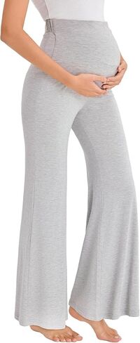 Bamboo Maternity Flare Pants Over the Belly Wide Leg Lounge Pants in Saudi Arabia